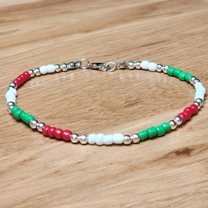 Christmas Seed Bead Ankle Bracelet